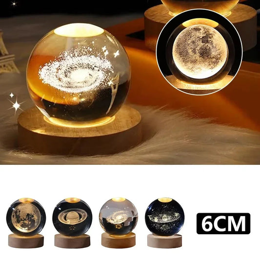 3D Kristallkugel Kristall Planet Nachtlicht